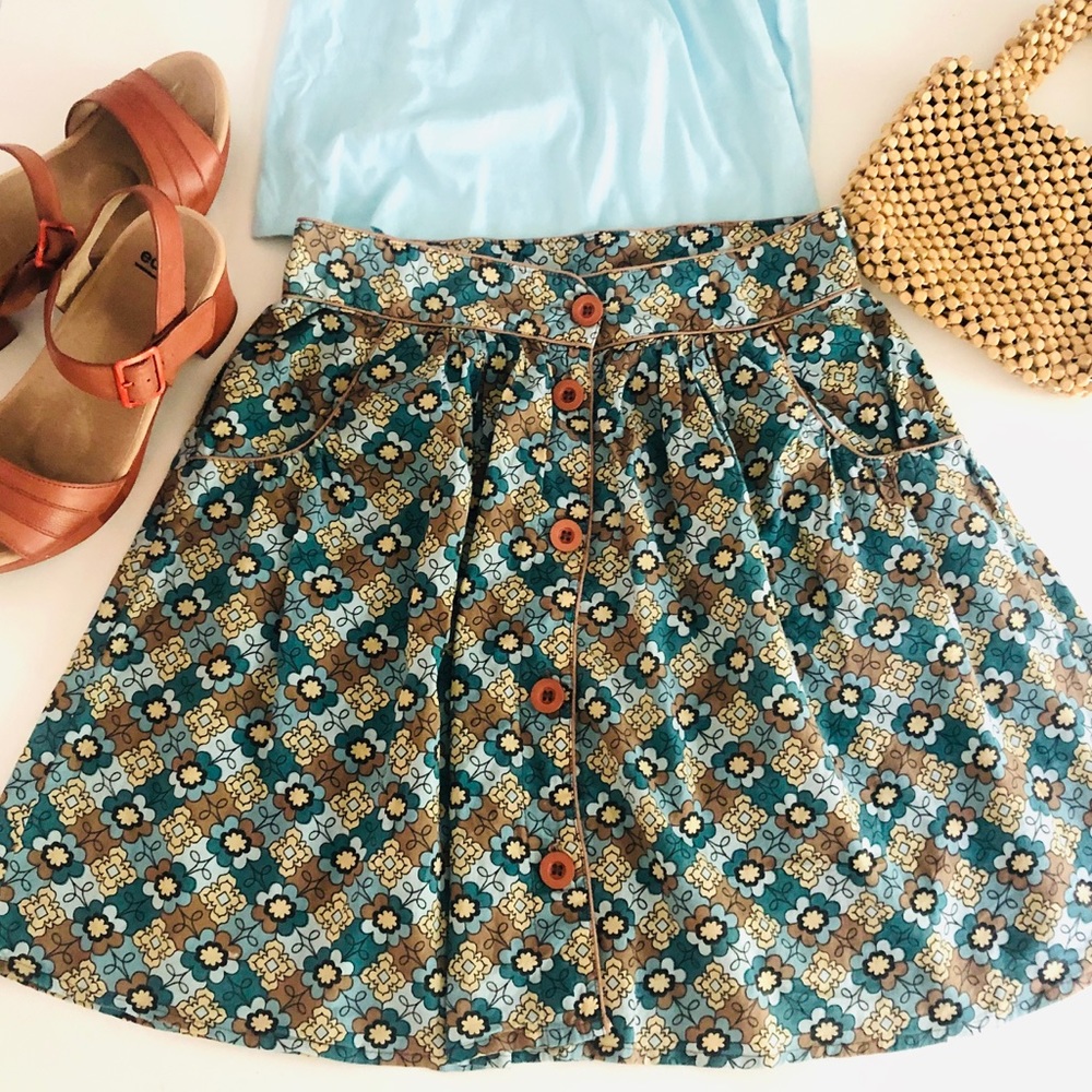 DeliA*s Button-up Floral Midi- Skirt, Small/8.